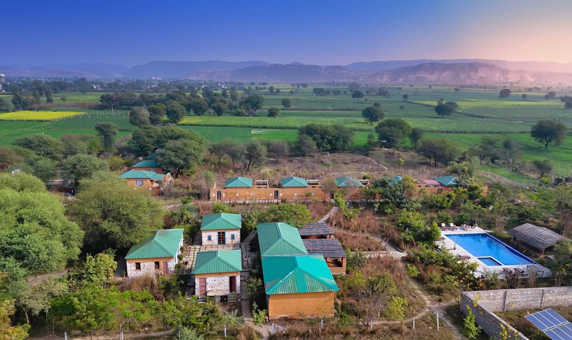 Bagh Serai - Rustic Cottage With Private Pool ساواي مادهوبور المظهر الخارجي الصورة